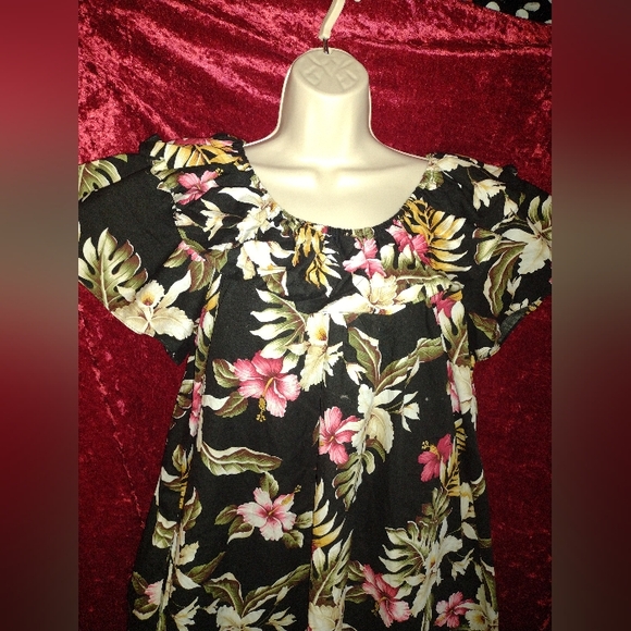 Black Hibiscus Floral Print Hawaiian MuuMuu Sz 2 XL - Picture 2 of 6